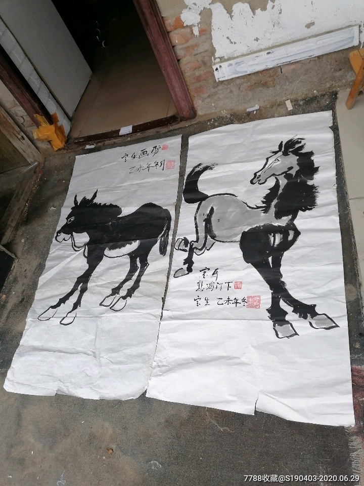 保真中国副院长,悲鸿门下艺术家张宝生将军画马画驴软片130x70两