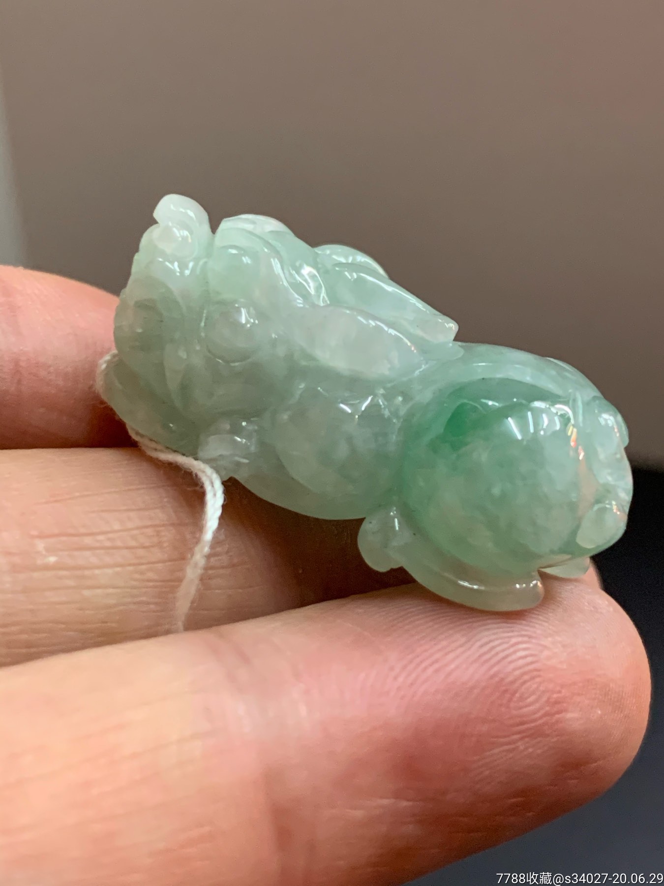 天然a货翡翠漂绿貔貅种老色艳通透水润雕工精细招财辟邪送证书尺寸34