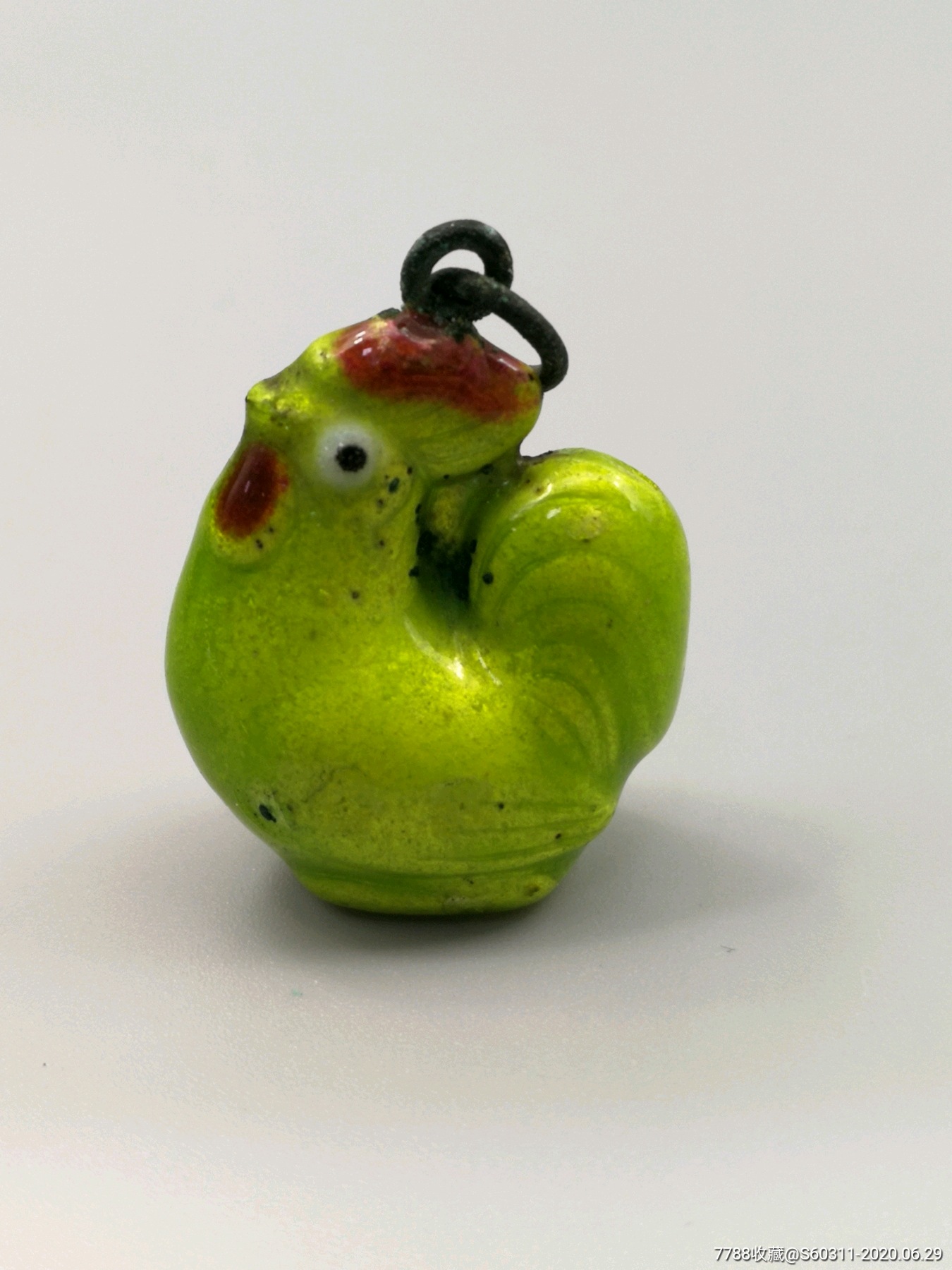 民国铜胎珐琅彩公鸡挂件