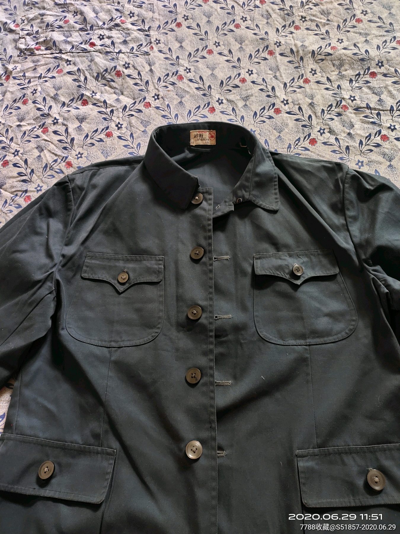 灰涤卡中山装上衣(鸿雁牌)