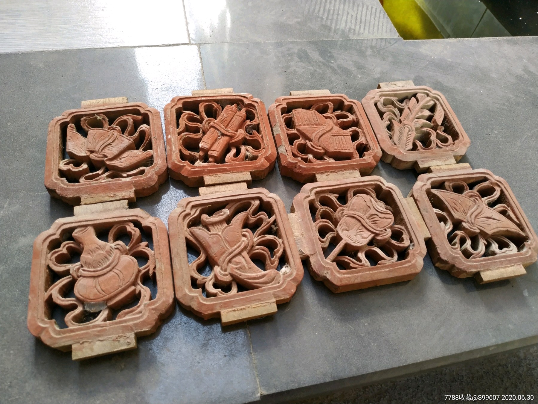 八宝一套老木雕老花板