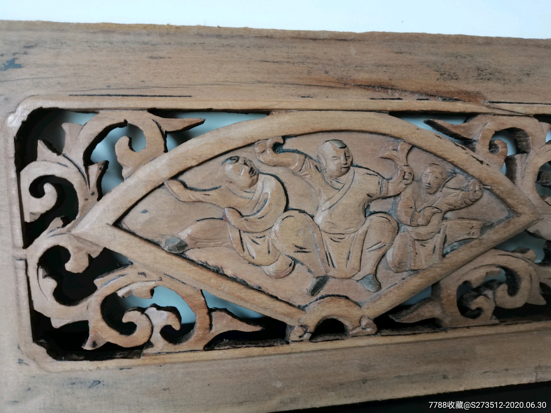 晚清.人物花板一对.