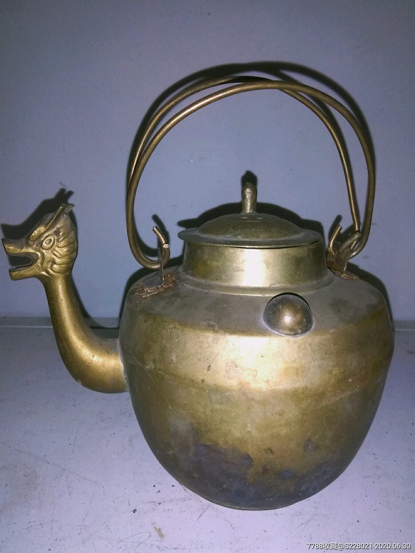 双提梁龙嘴黄铜茶壶【进店捡漏】
