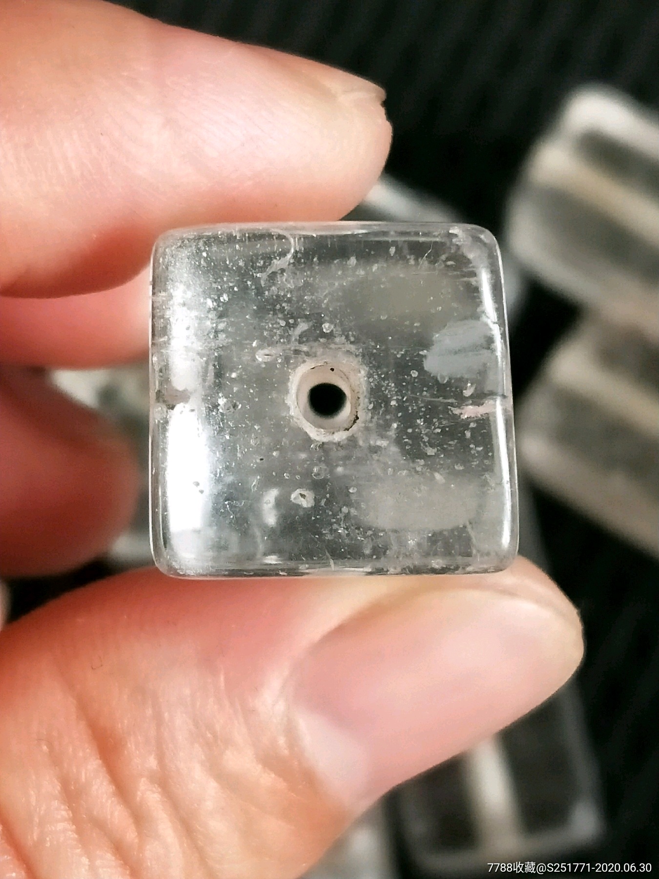 出土辽金老水晶方块珠子十个