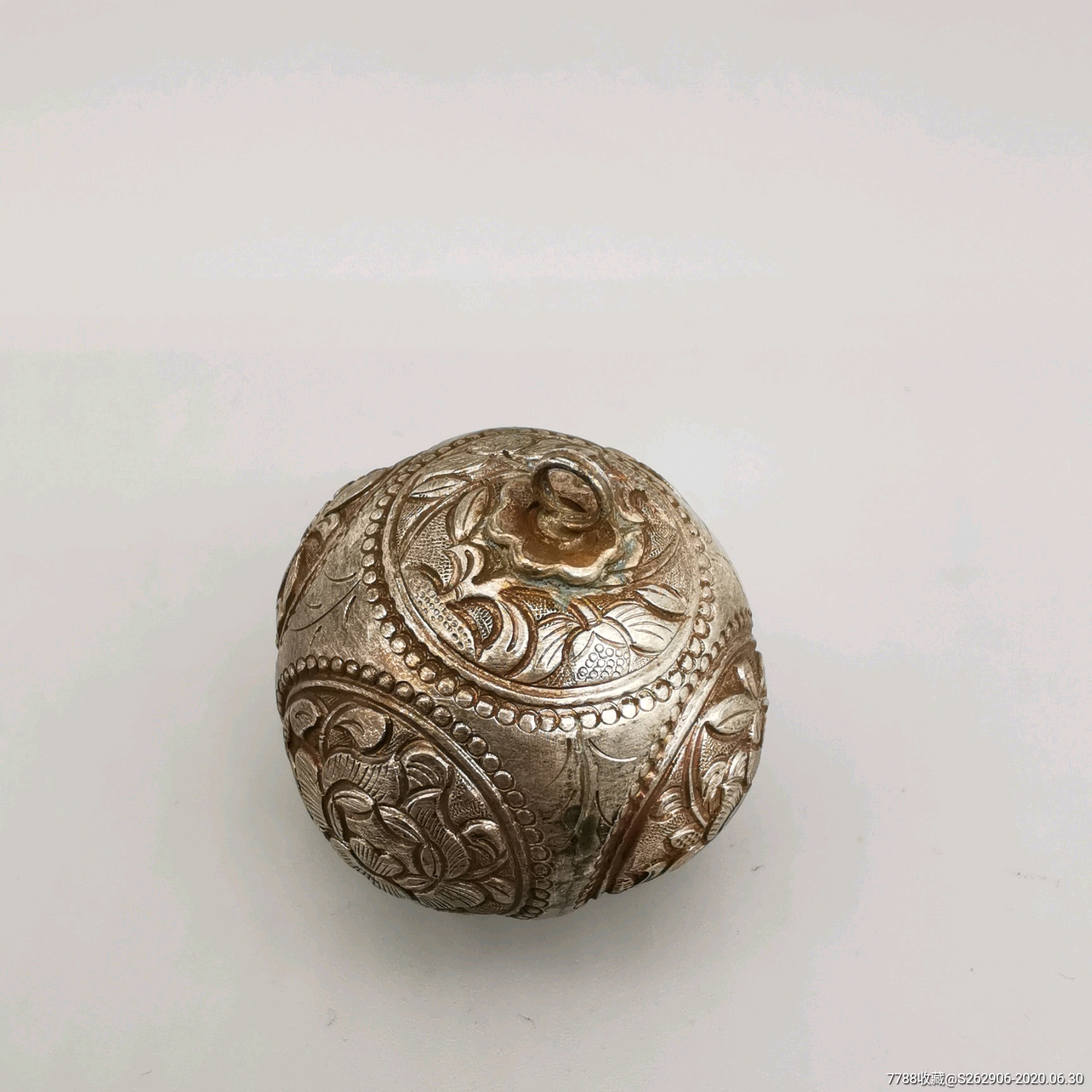 老银器银饰品纯银铃铛挂坠手工錾刻花卉吊坠挂件古典汉服配饰礼品