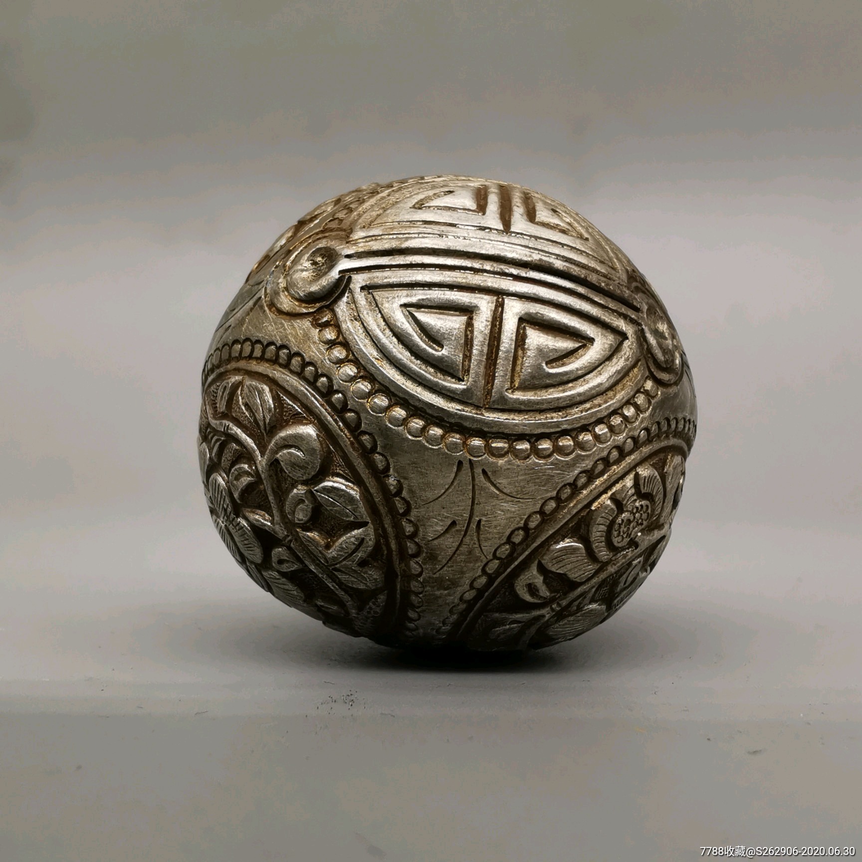 老银器银饰品纯银铃铛挂坠手工錾刻花卉吊坠挂件古典汉服配饰礼品