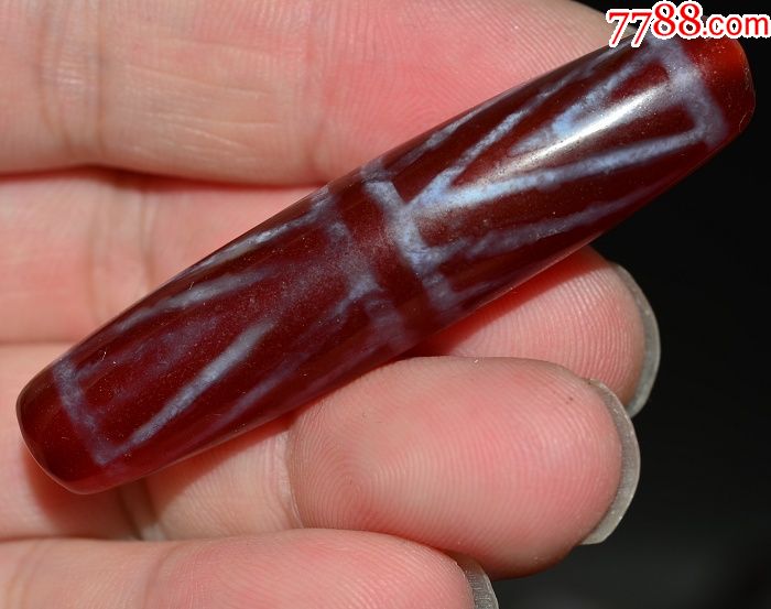 天然带金缠丝南红玛瑙通天孔事事平安招财纳福老天珠收藏