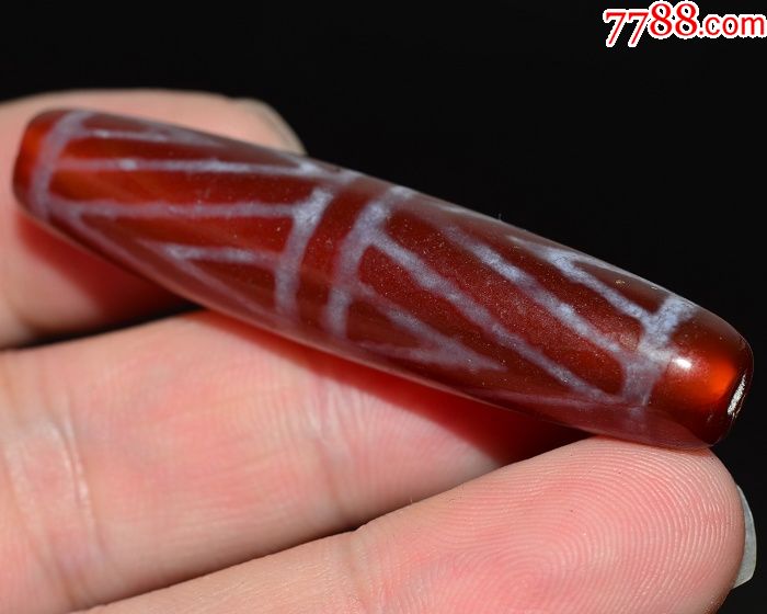 天然带金缠丝南红玛瑙通天孔事事平安招财纳福老天珠收藏