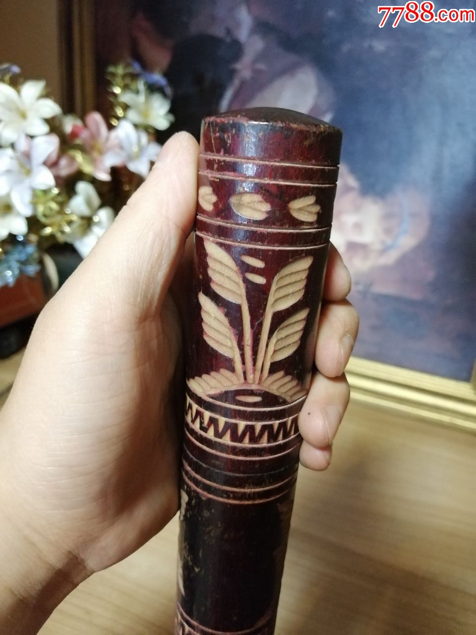 老手工刻花信筒