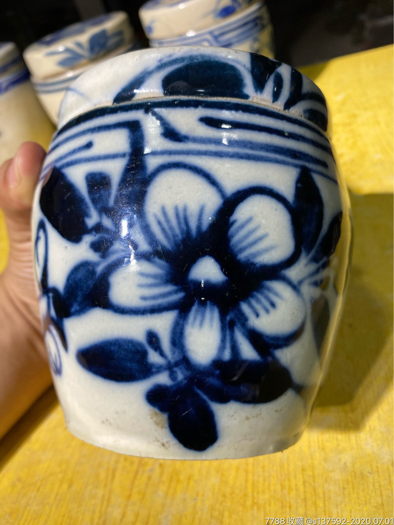 清末时期青花盖子罐12个合售