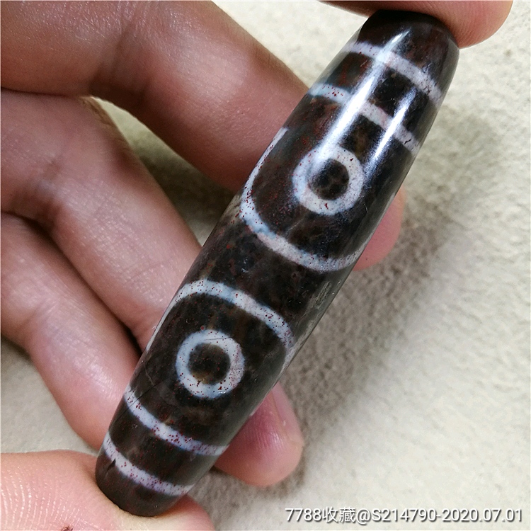 【特惠】藏传光润朱砂爆满象雄三眼天珠长61mm,玛瑙吊坠至纯措思