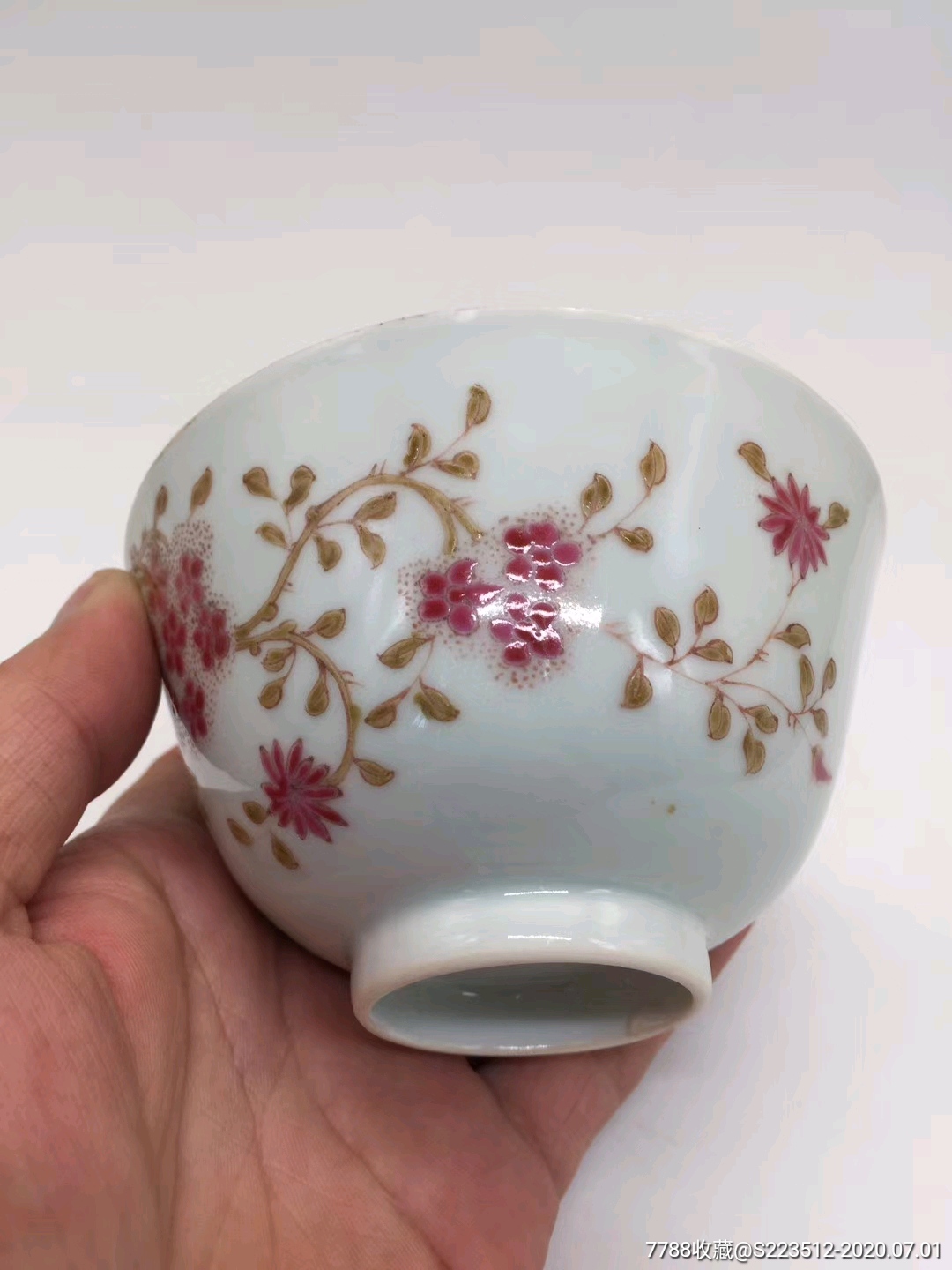 晚清民国慎德堂款花卉杯