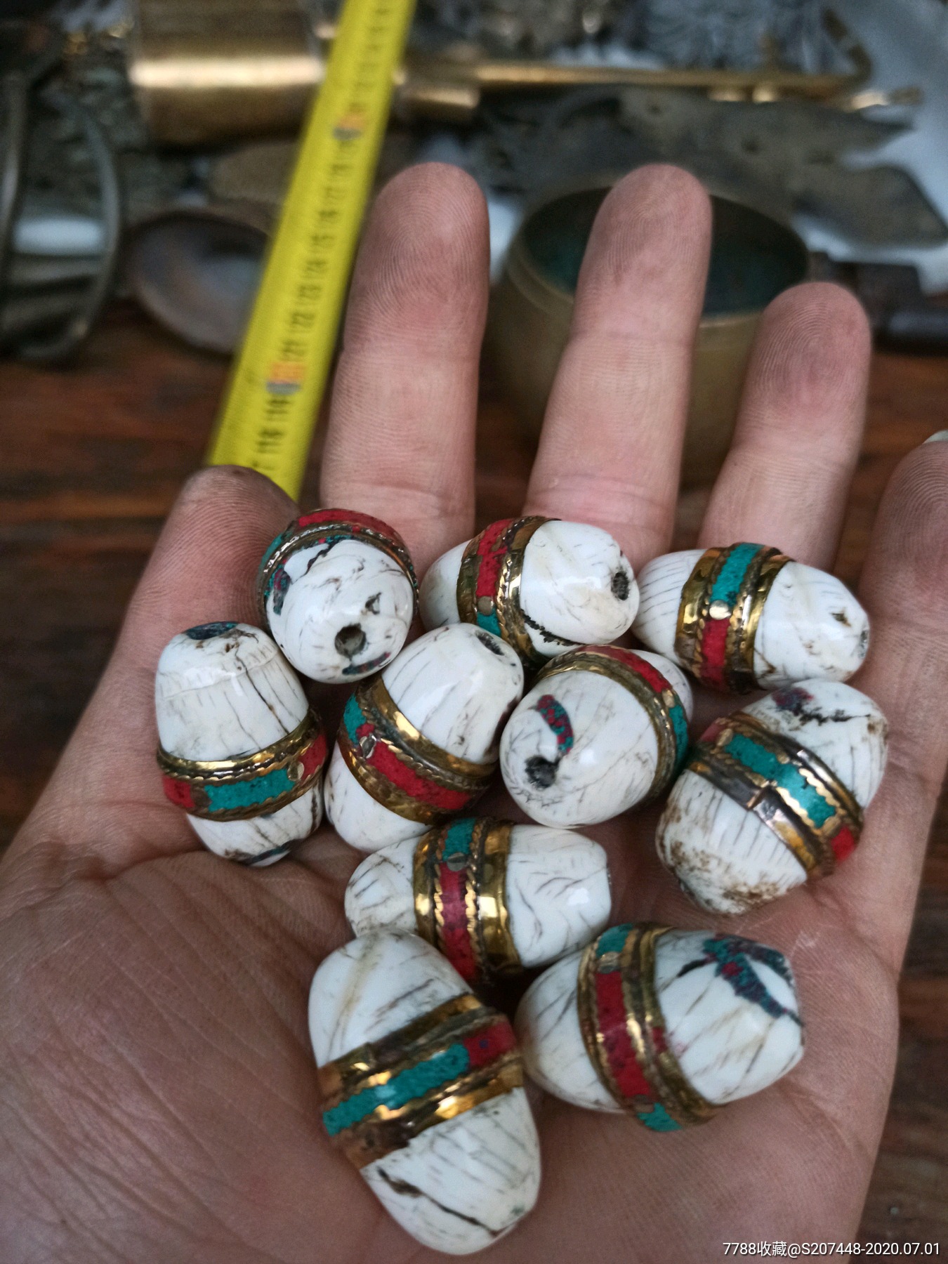 十颗藏区嵌铜箍法螺天珠重0.31斤168元!品相如图所示喜欢的来!