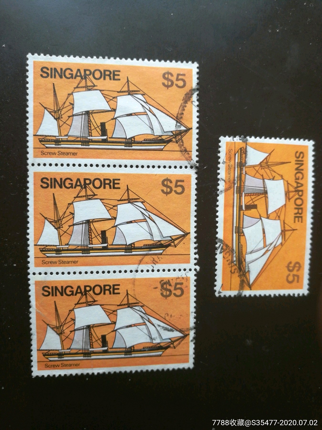 新加坡帆船四枚-亚洲邮票-7788收藏