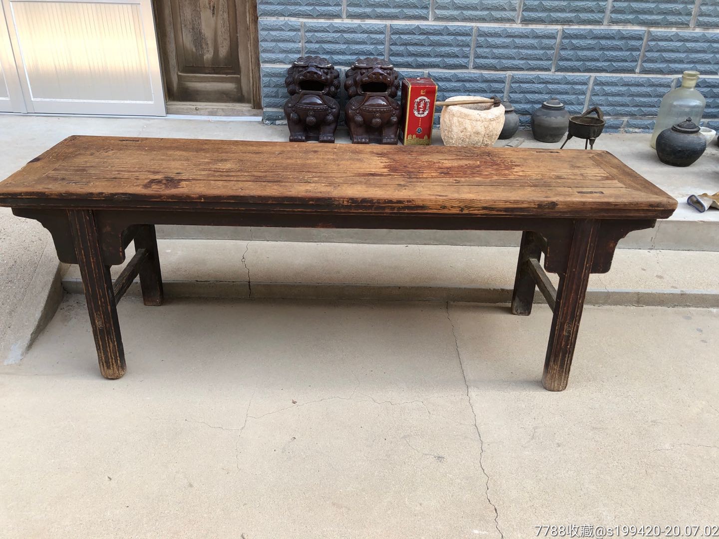 清代榆木春凳.结实稳重,使用方便,收藏极品.