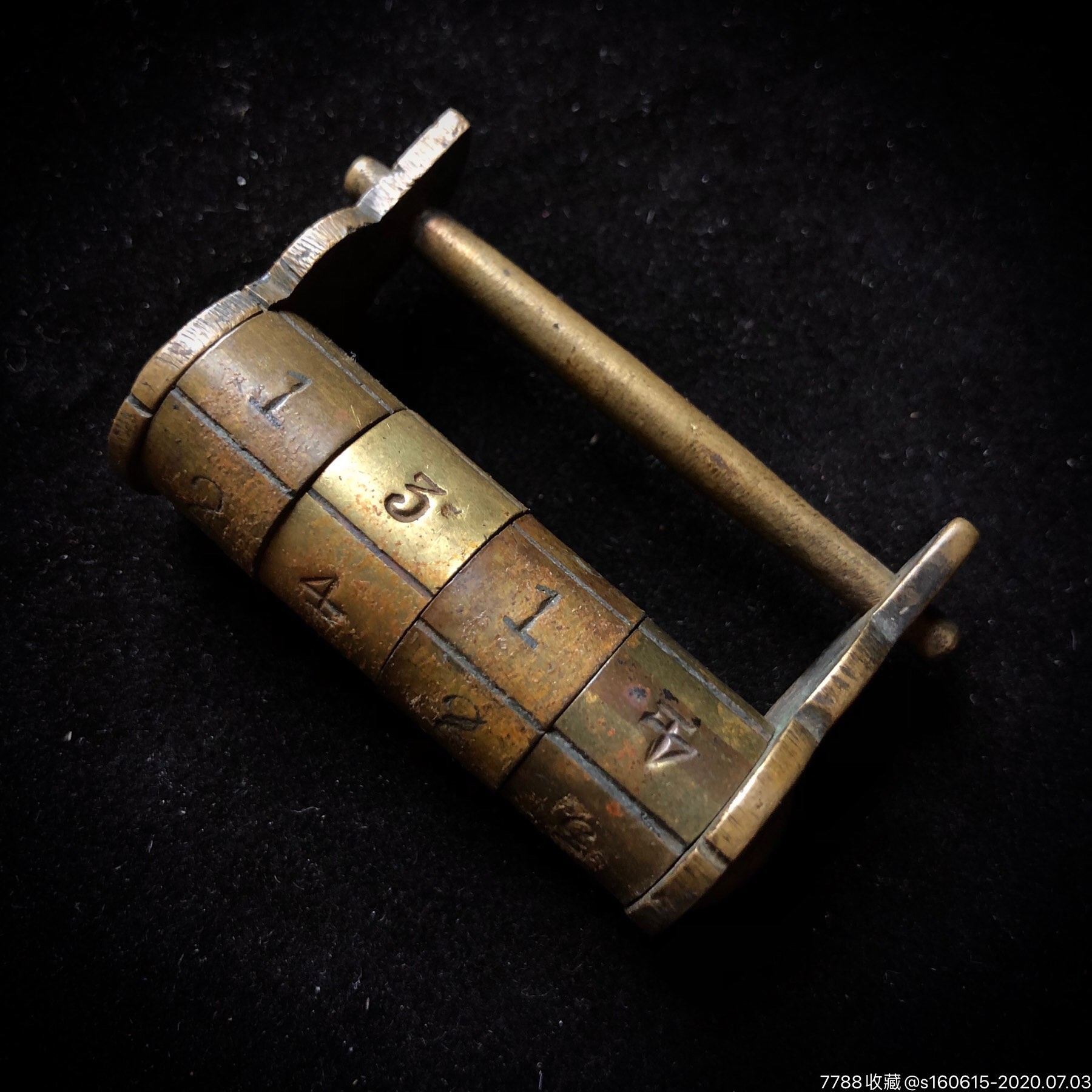 清代民国多色铜数字4轮密码锁