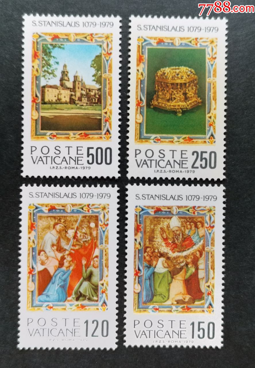 1979年梵蒂冈圣斯坦尼劳斯殉难900年教堂绘画邮票4全新_欧洲邮票_魔法