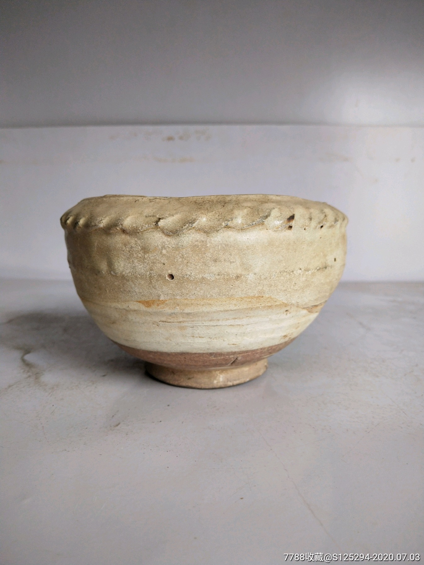 宋代花口白釉碗一个器型好年份好