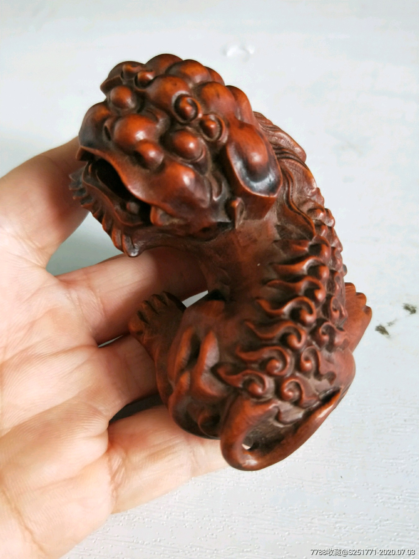 清代黄杨木狮子,-木雕摆件-7788收藏