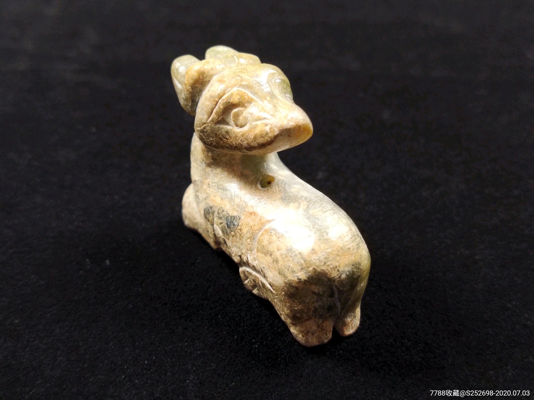 清代和田玉回头鹿新疆和田玉古玉老玉明清玉器包老保真