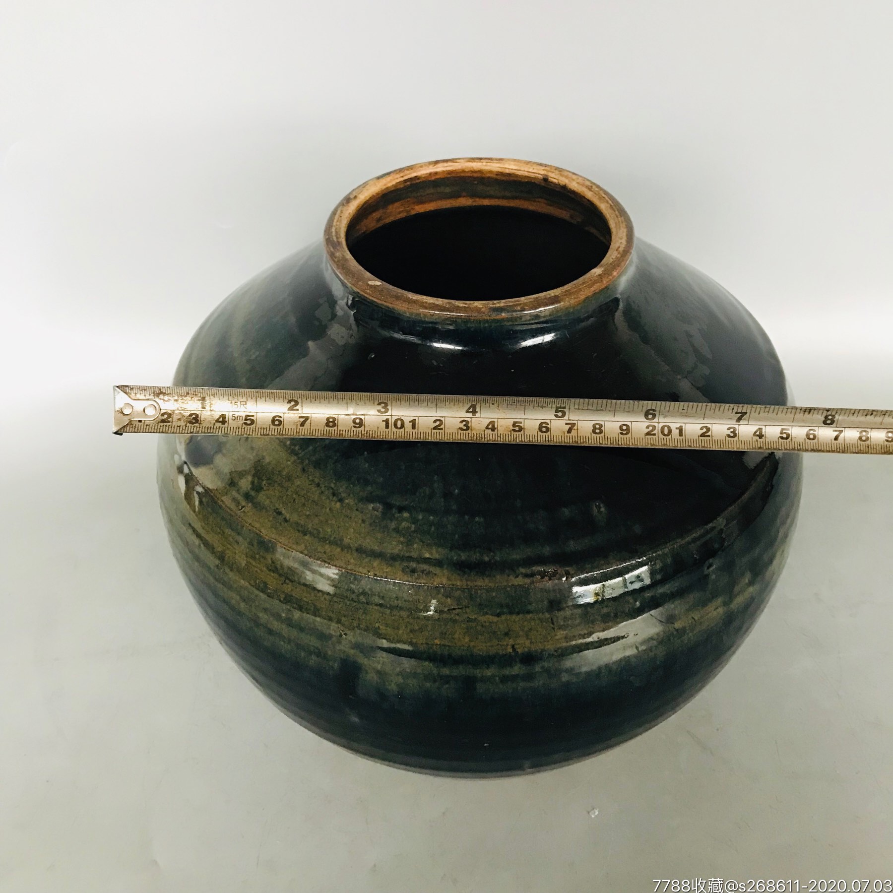 明代老黑釉乌金釉窑变酒缸