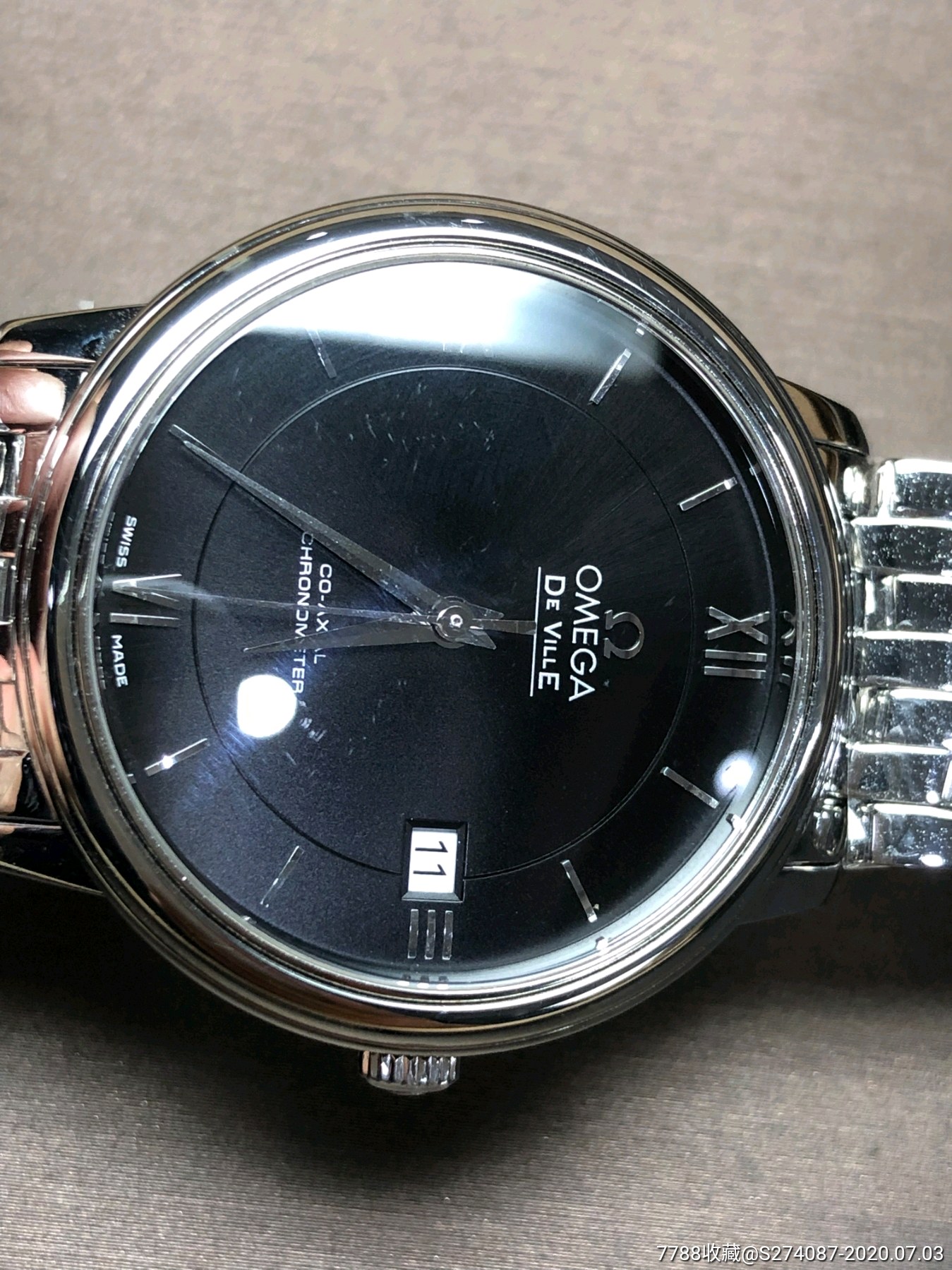 欧米茄蝶飞系列自动机械男表,2500机芯,蓝色同心圆表盘,3.6.9.