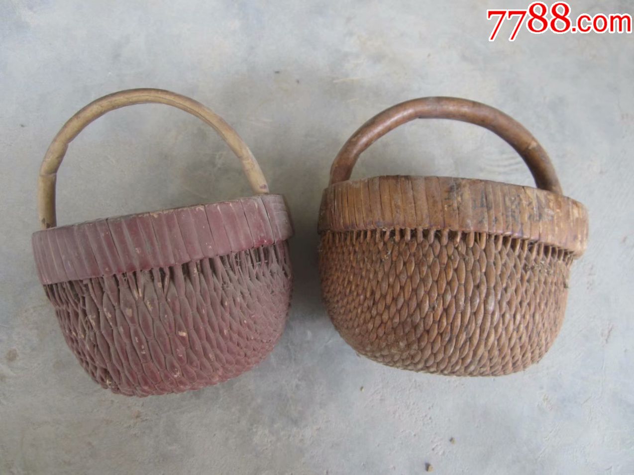 藤编小笆斗一对
