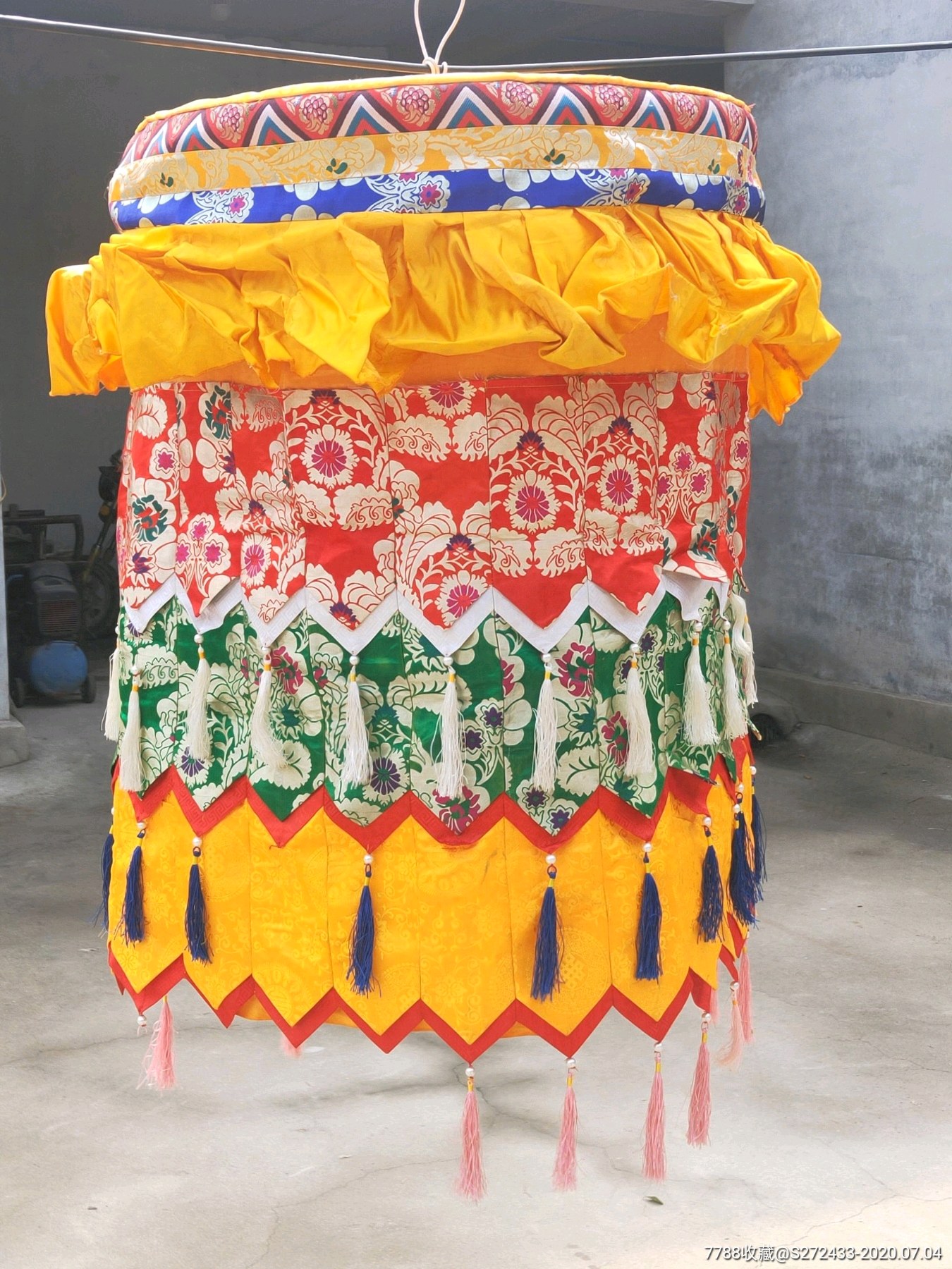 宫廷幢,藏式佛堂寺院彩色裙边尖角佛宝伞盖挂宝幢,全手工,精美包老!