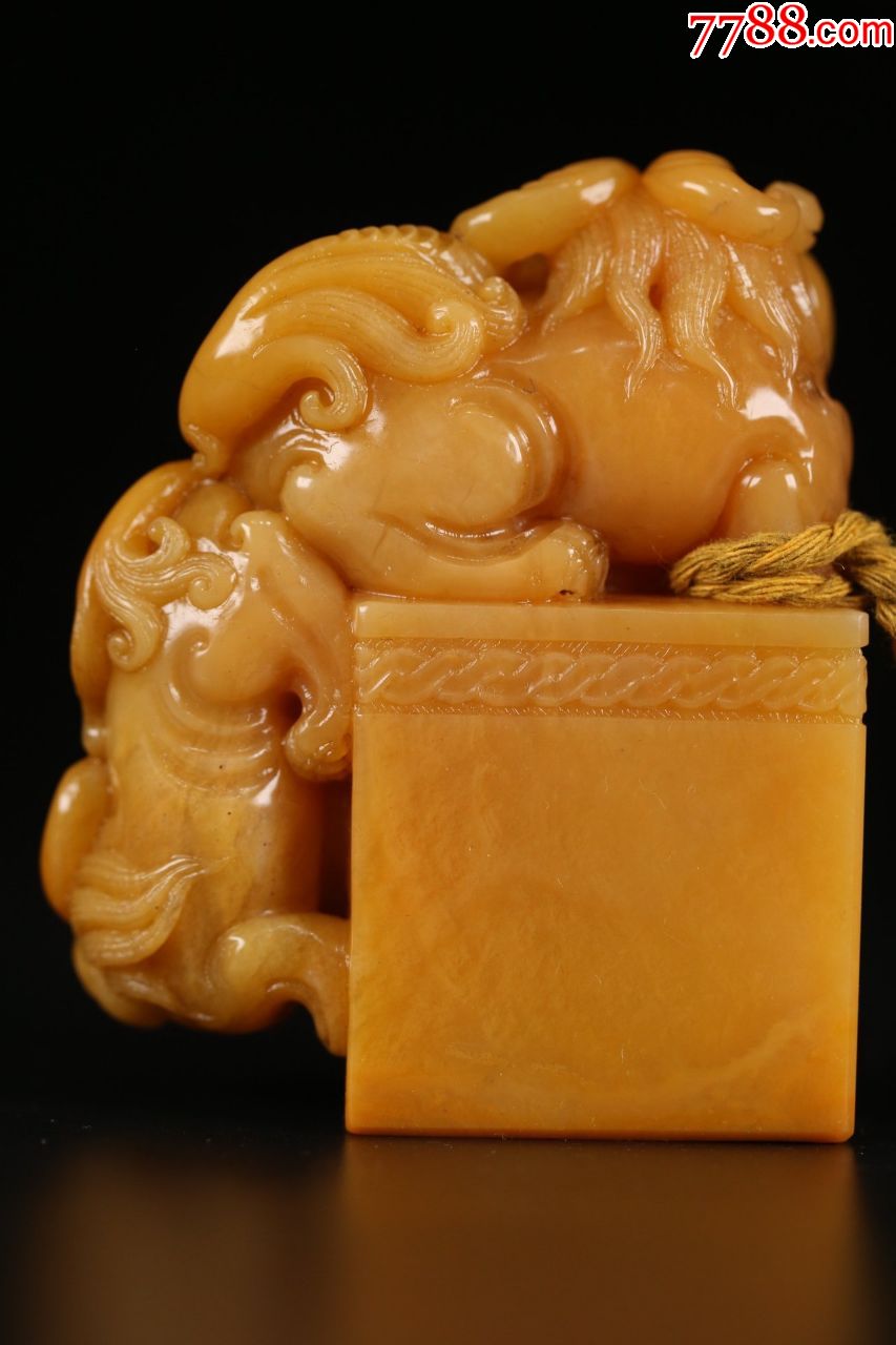 寿山田黄子母兽钮印章-寿山石印-7788收藏__收藏热线