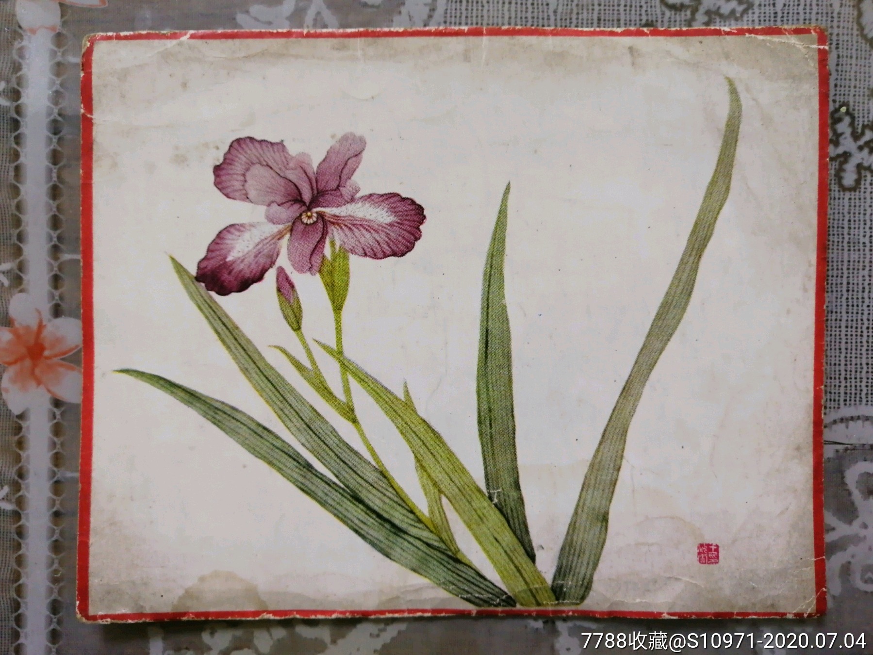 1960年代贺年卡,王海云画,蝴蝶花