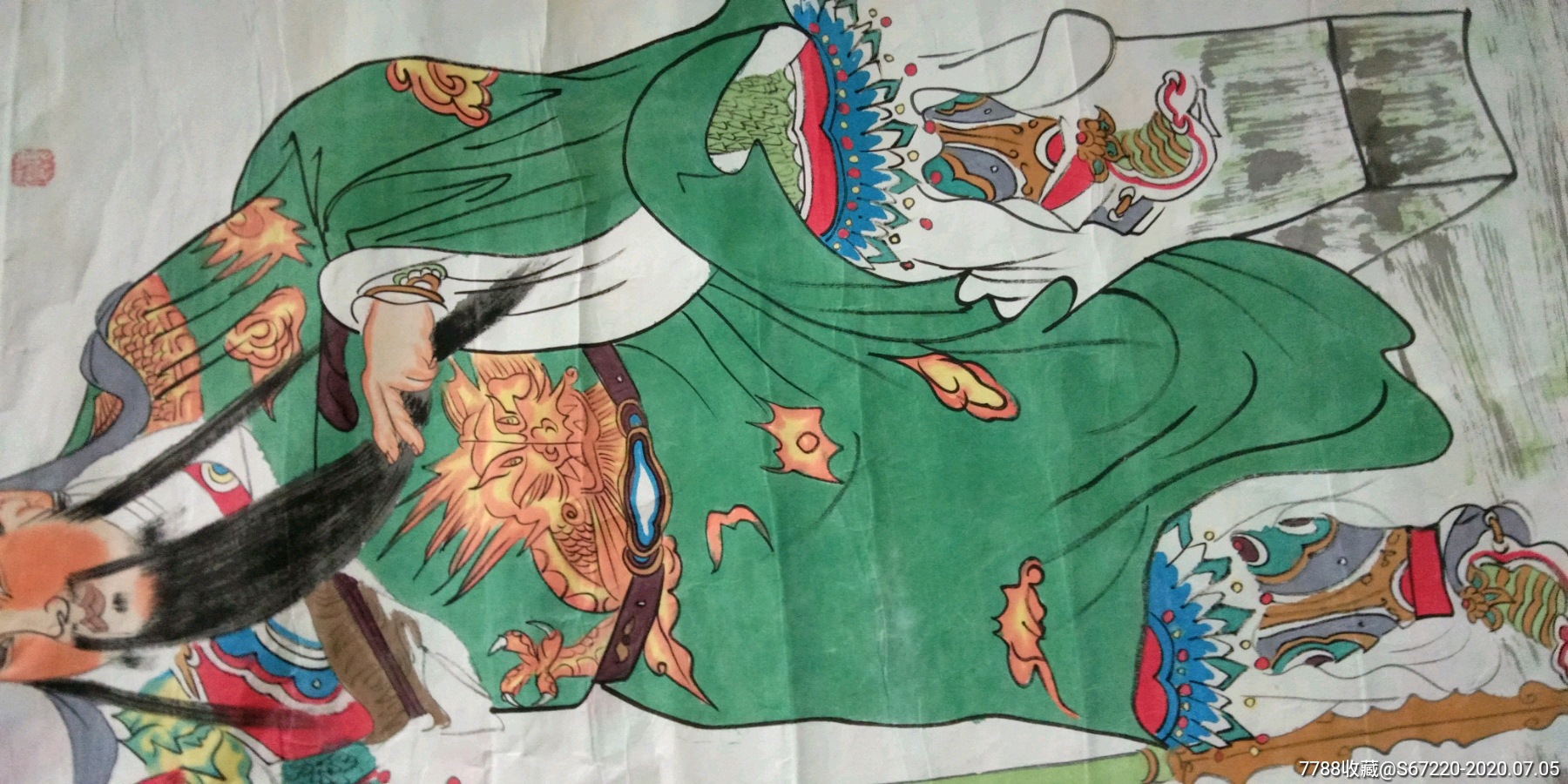 中国画研究会一级工笔画师,职业画家杨鸿港先生作品关公神武