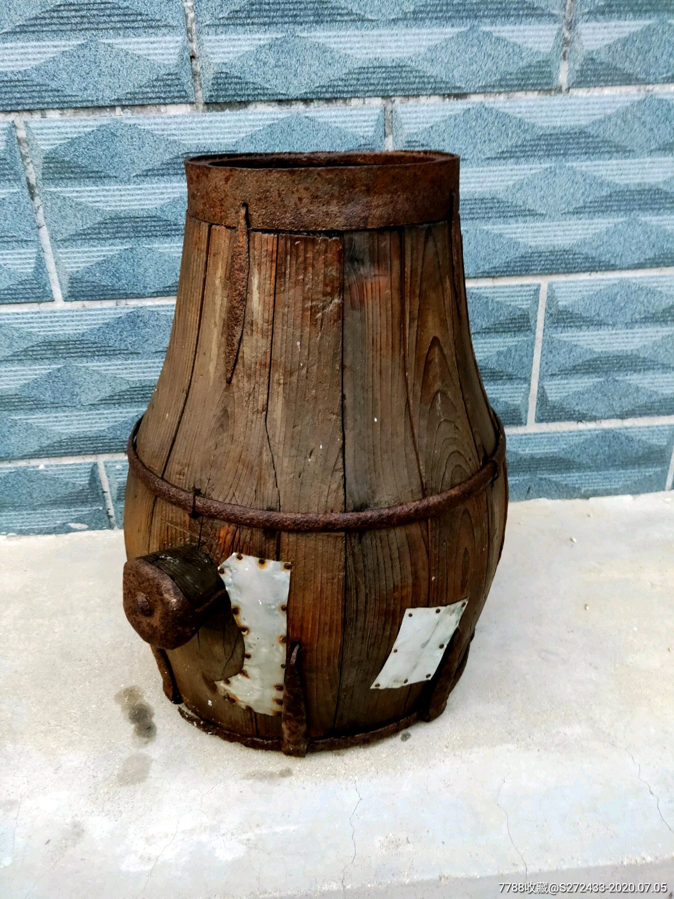 福记老木桶做工造型独特品相尺寸如图适合收藏摆件装饰少见民俗古典