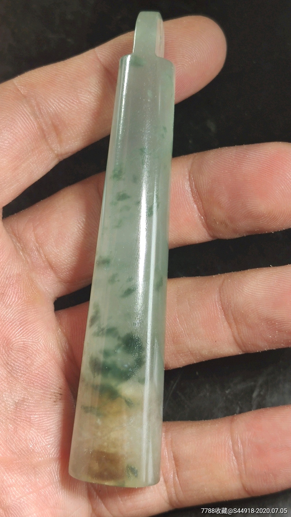 清代翡翠飘花老翎管(一口价)