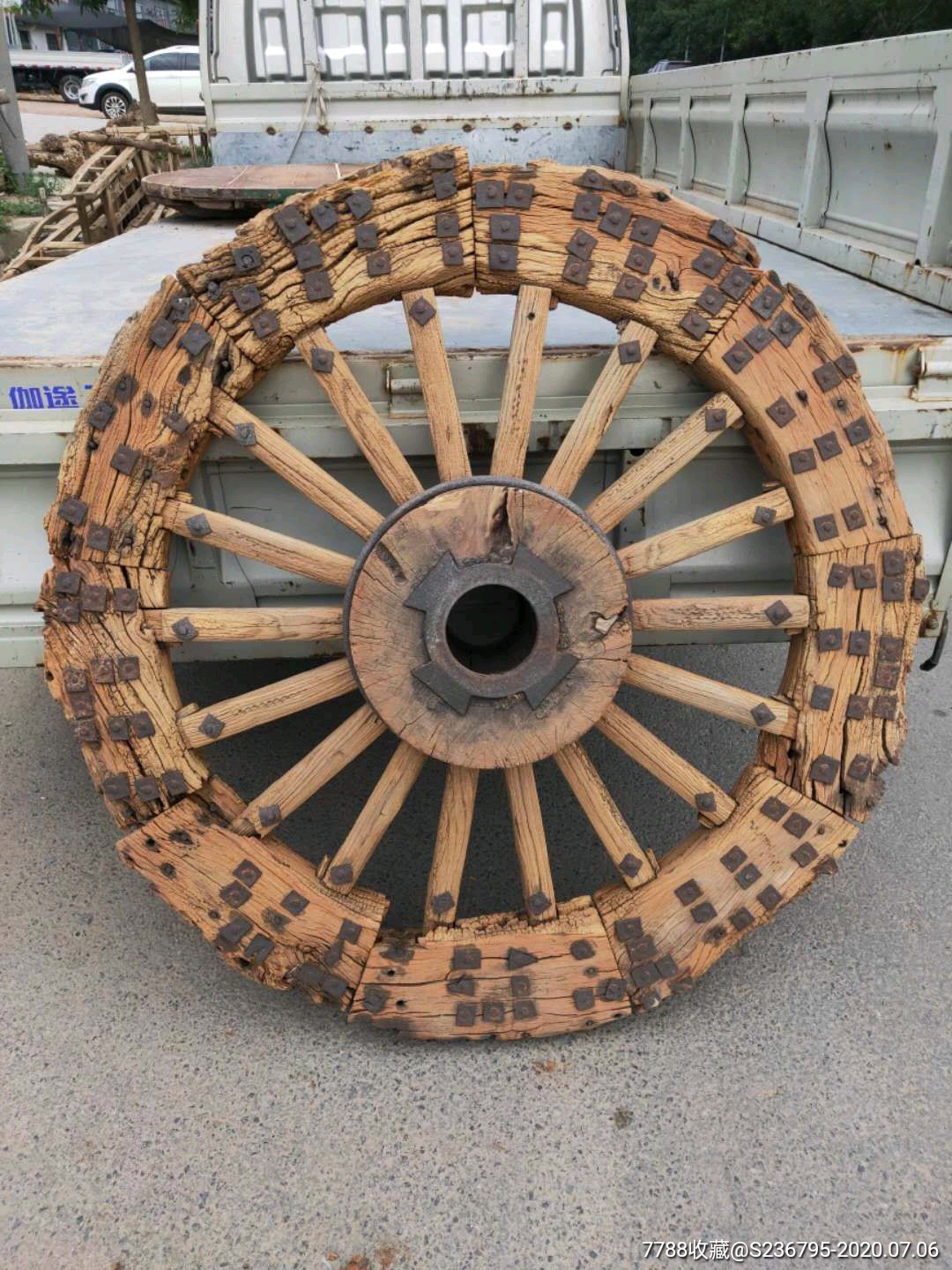百年榆木老车轮一个