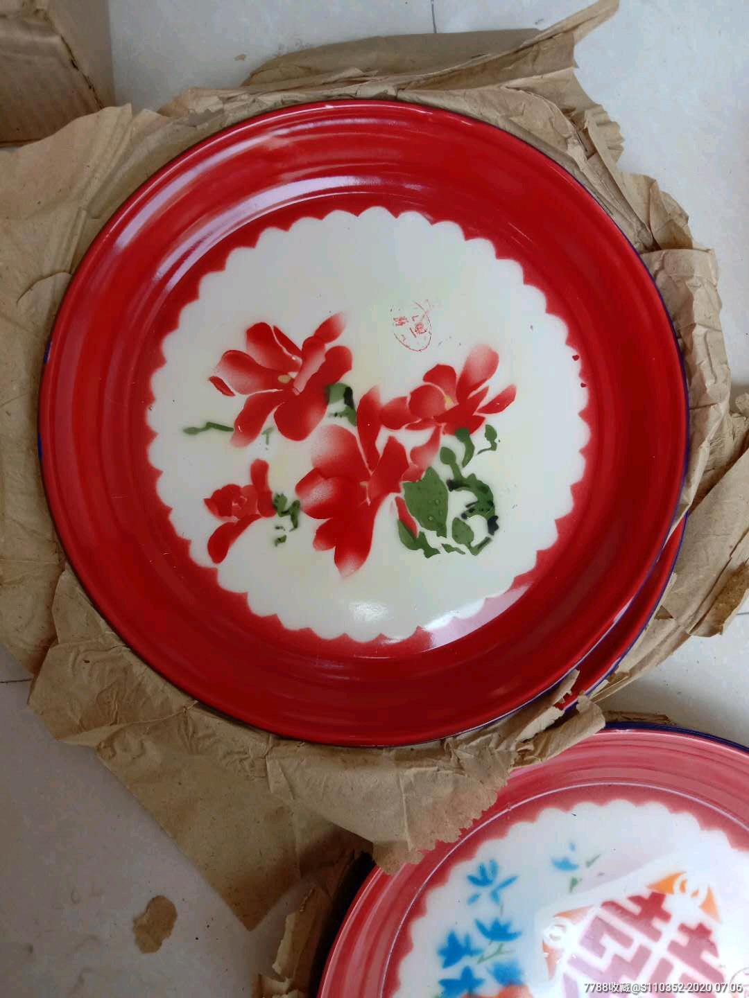 九十年代库存全新双燕牌搪瓷盘(50个合售)