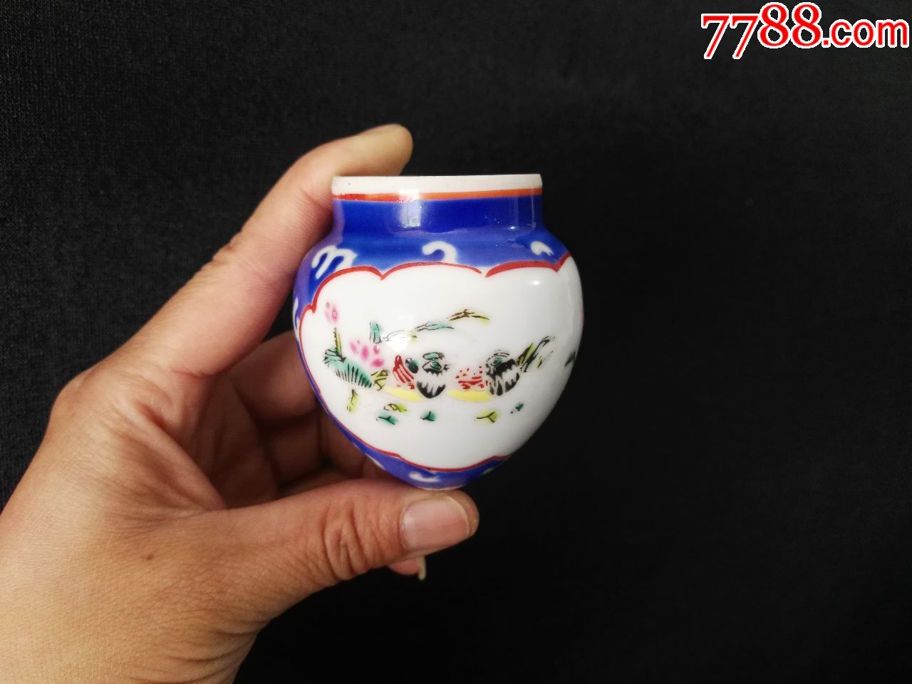 七十年代手绘小鸟食罐一个完美品