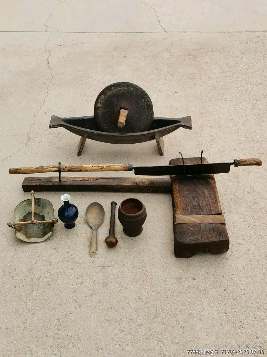 清代,中药工具一套六件,包老