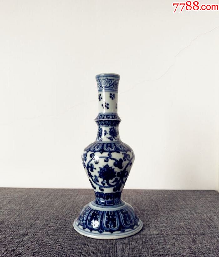 明宣德青花烛台一对,青花瓷_第4张_7788青花瓷收藏