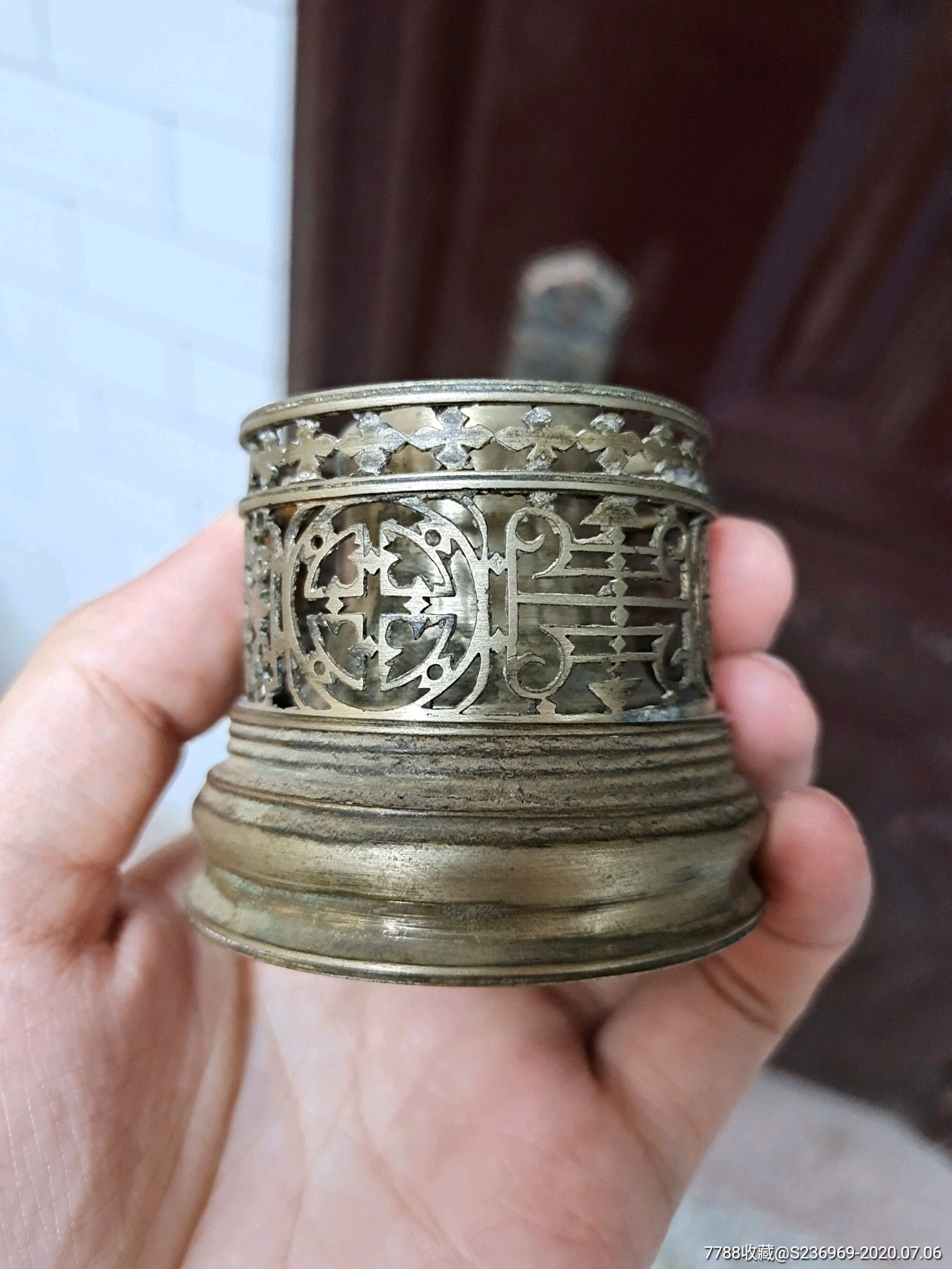 太谷杂项真爱塞银铜镂花烟灯