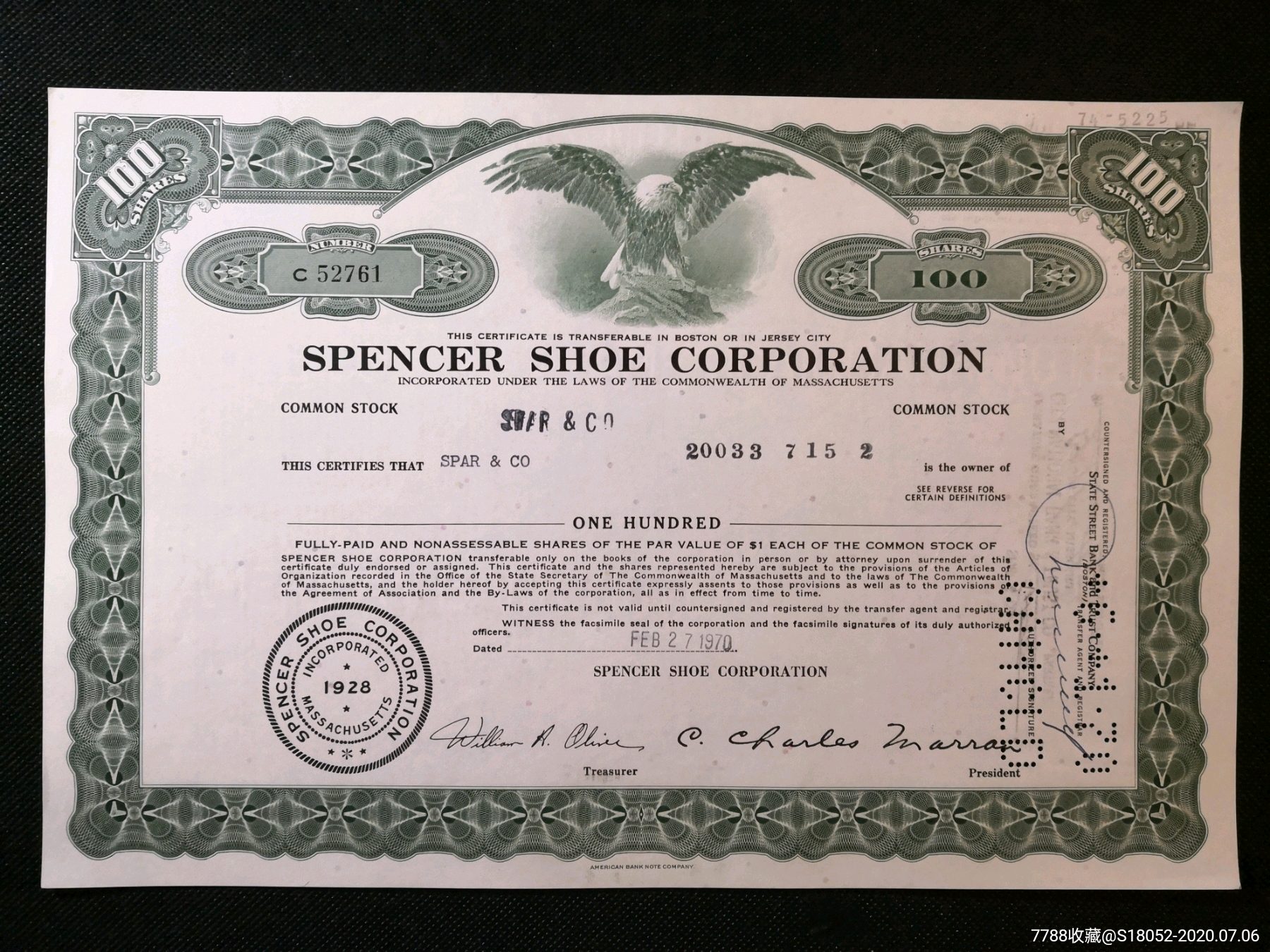 美国股票-------优越电气公司股票(品相如图)