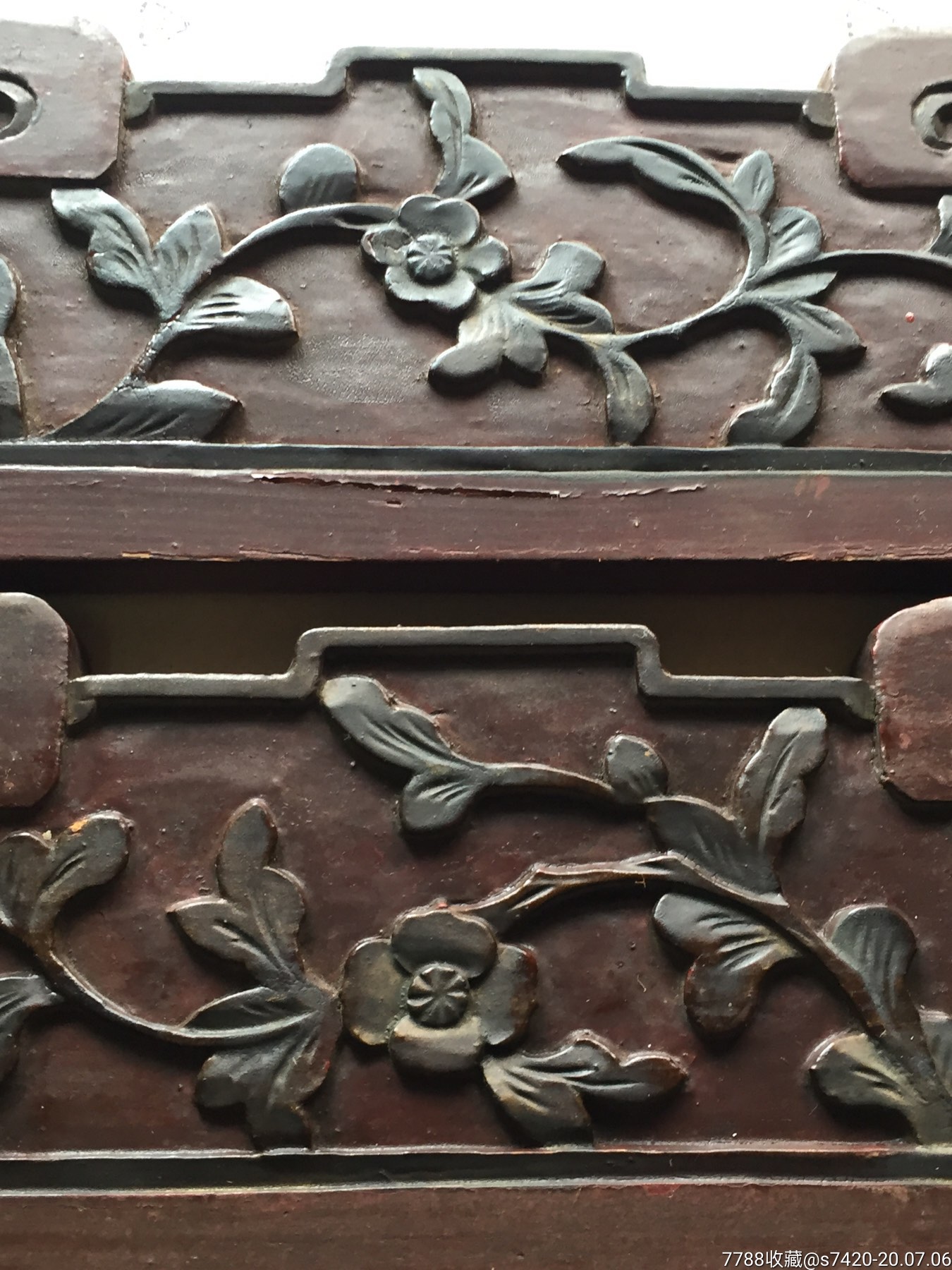 《特价》精美老木雕,民国花草一对