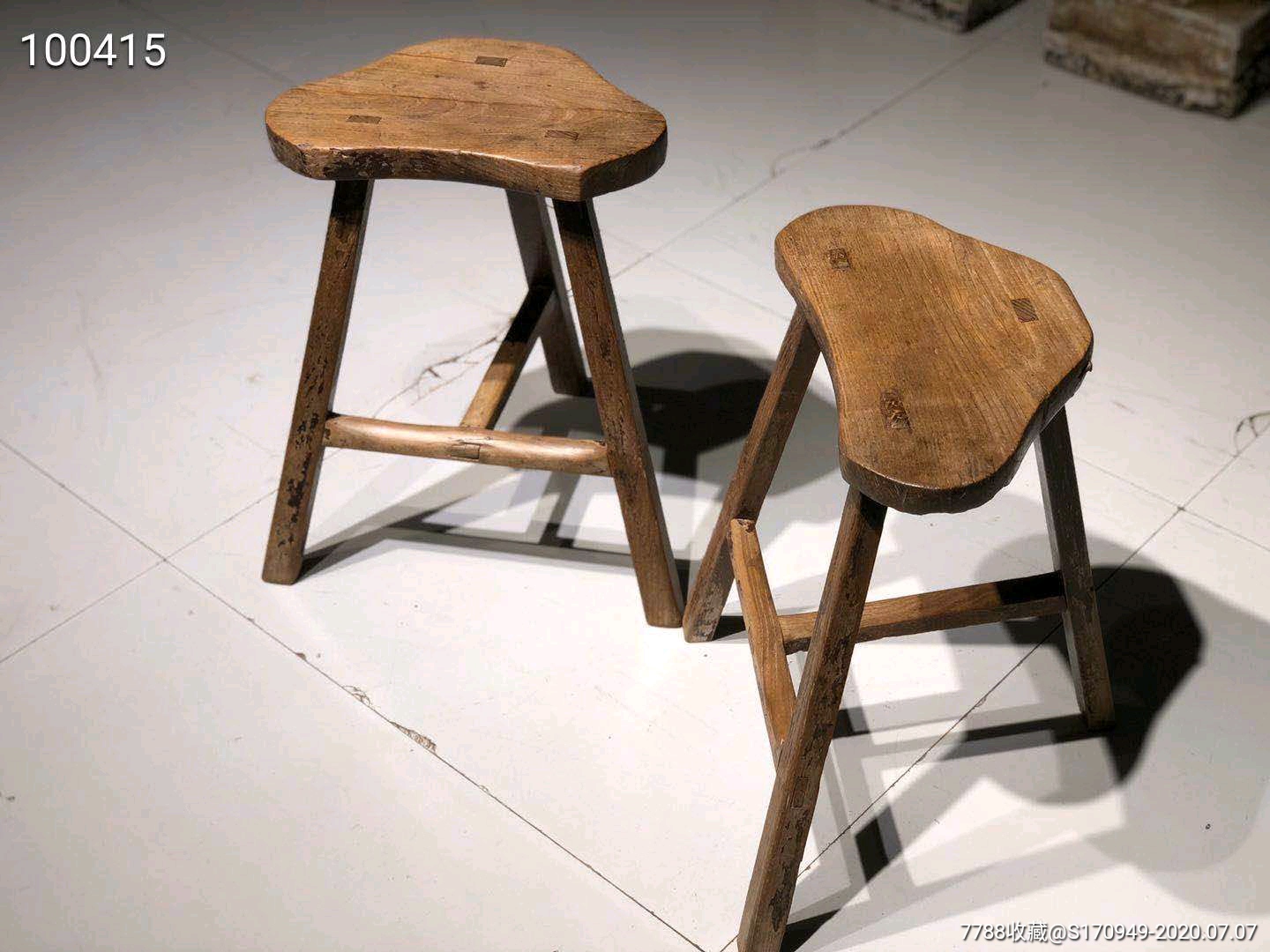 老梅花凳/三足凳成对清水皮克16