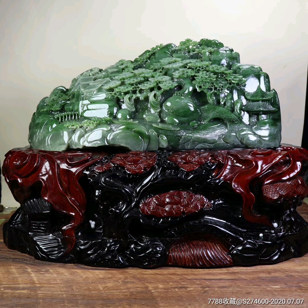 59800包邮和田碧玉山水人家摆件,不可复制,土豪老板来