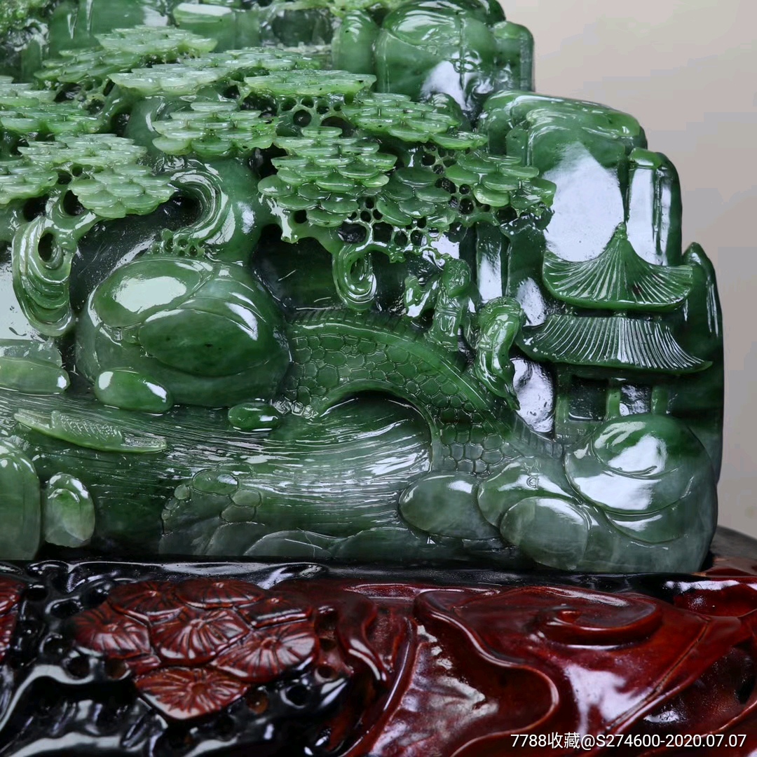 59800包邮和田碧玉山水人家摆件,不可复制,土豪老板来_价格59800.