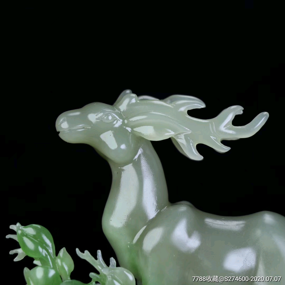 特价25800包邮和田玉带翠瑞鹿献福摆件,不可复制,土豪老板来