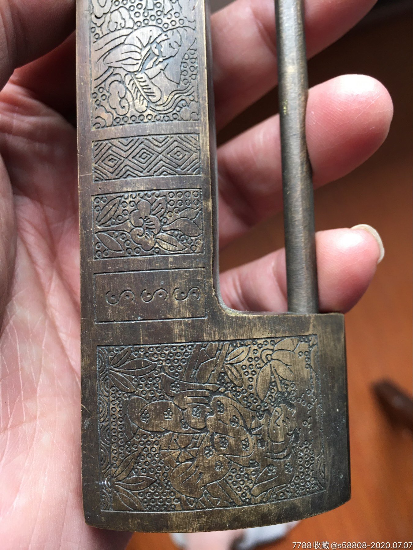 清代福禄寿童子大铜锁