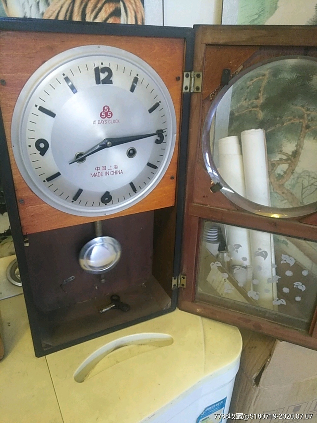 上海555牌15天的老挂钟,铜芯机器