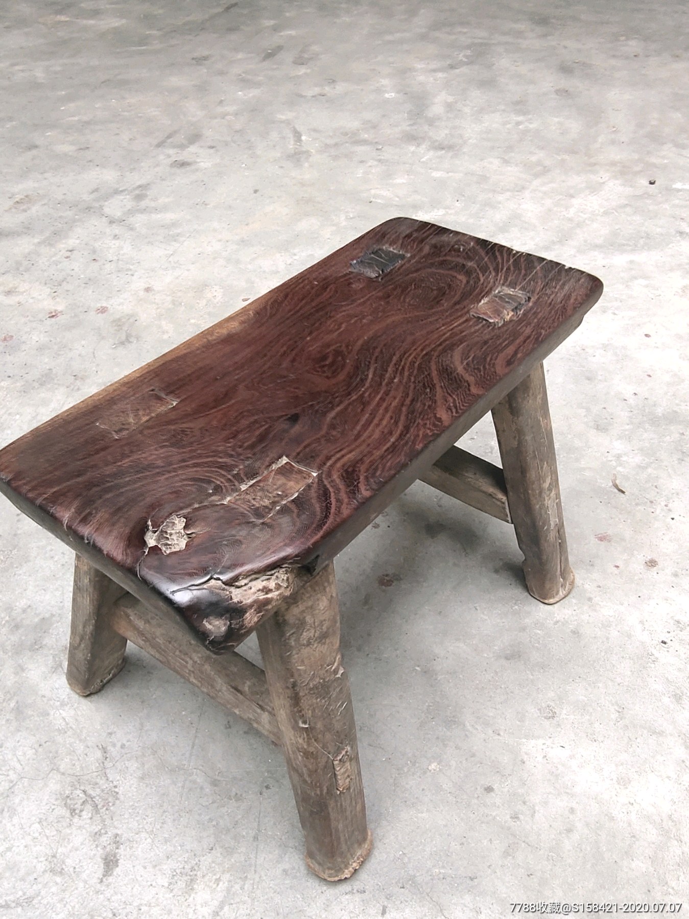 乡下收到的南通本地老柞榛小凳自然包浆