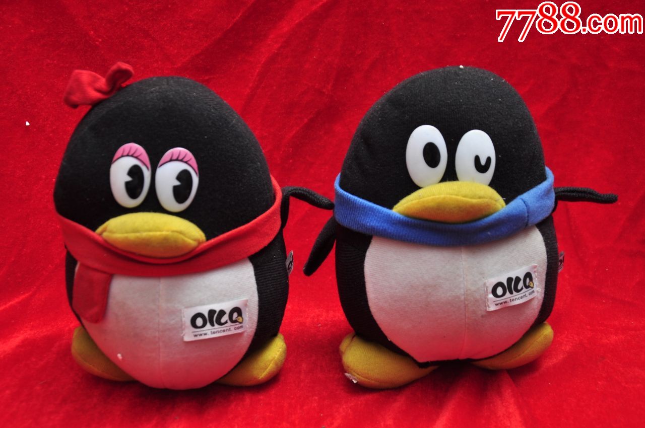 1999年正版oicq毛绒公仔一对