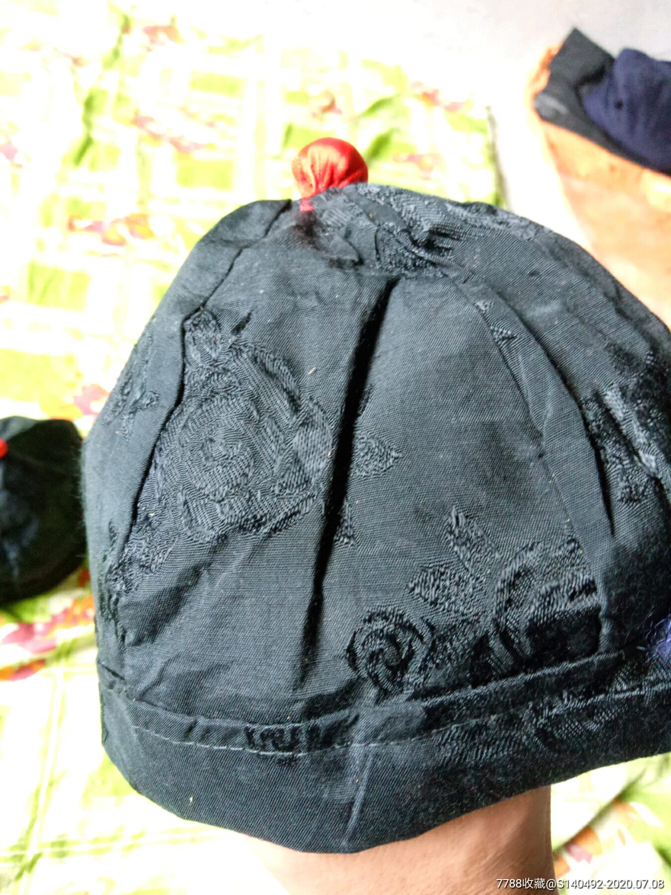 真丝提花瓜皮帽,两顶同出